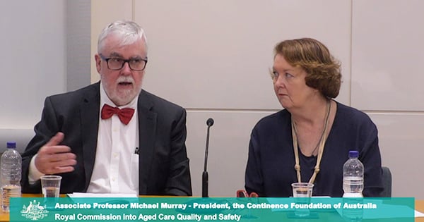 Continence Foundation National President, Associate Professor Michael Murray AM and Foundation professional member, Dr Joan Ostaszkiewicz giving evidence at the Royal Comission